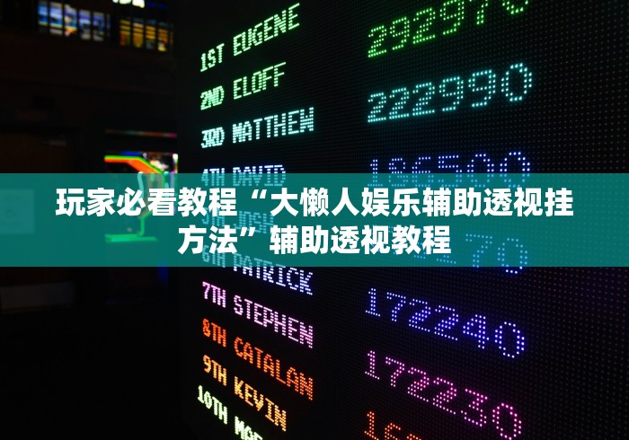 玩家必看教程“大懒人娱乐辅助透视挂方法”辅助透视教程