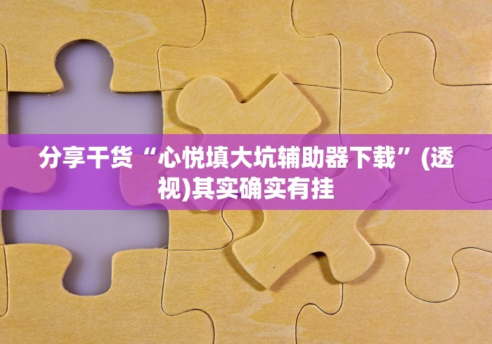 分享干货“心悦填大坑辅助器下载	”(透视)其实确实有挂