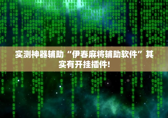 实测神器辅助“伊春麻将辅助软件”其实有开挂插件!