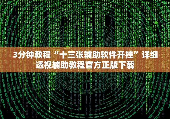 3分钟教程“十三张辅助软件开挂	”详细透视辅助教程官方正版下载