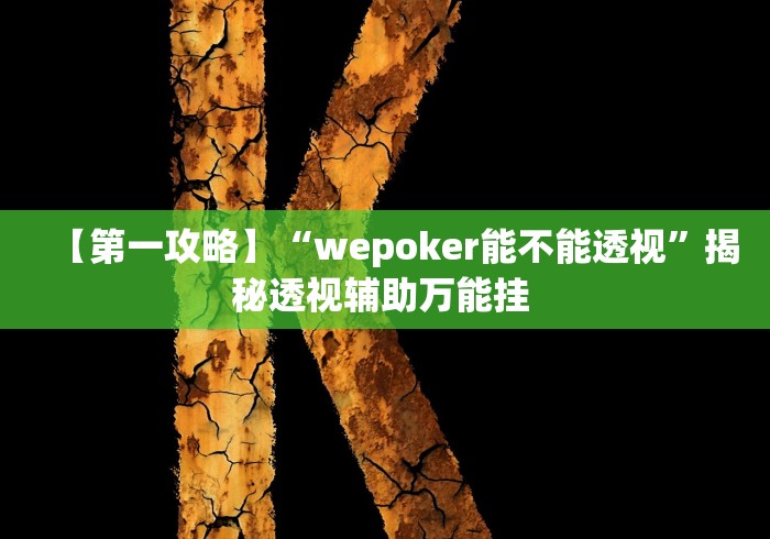 【第一攻略】“wepoker能不能透视”揭秘透视辅助万能挂 