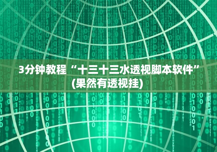 3分钟教程“十三十三水透视脚本软件”(果然有透视挂) 
