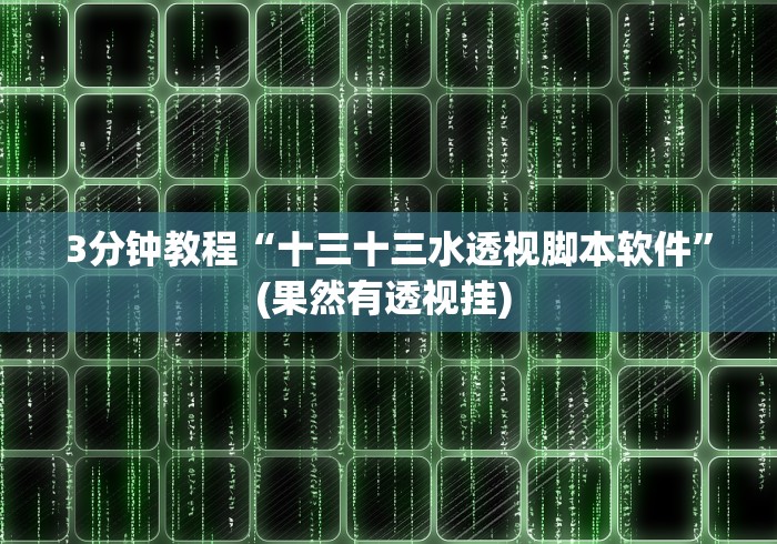 3分钟教程“十三十三水透视脚本软件	”(果然有透视挂) 
