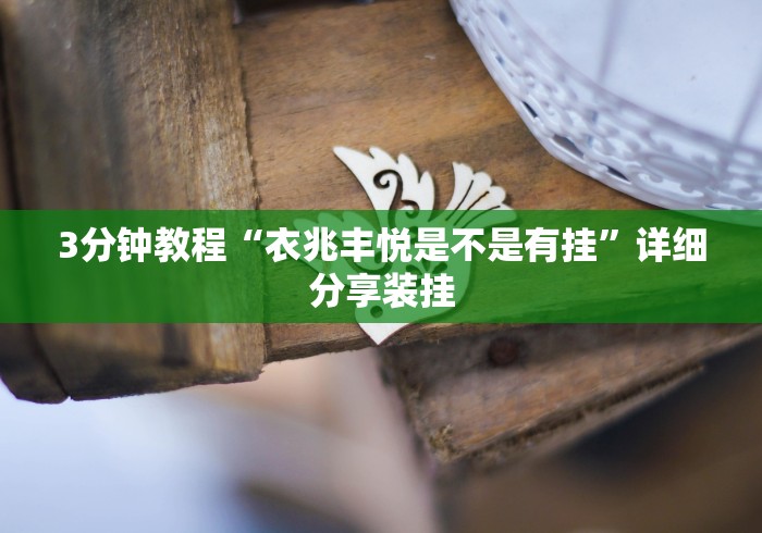 3分钟教程“衣兆丰悦是不是有挂”详细分享装挂