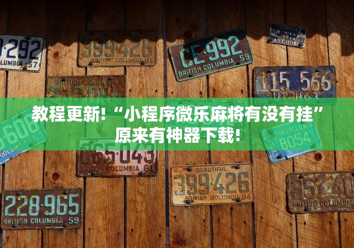 教程更新!“小程序微乐麻将有没有挂”原来有神器下载!