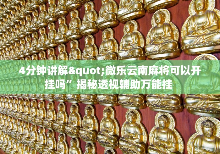 4分钟讲解"微乐云南麻将可以开挂吗”揭秘透视辅助万能挂 