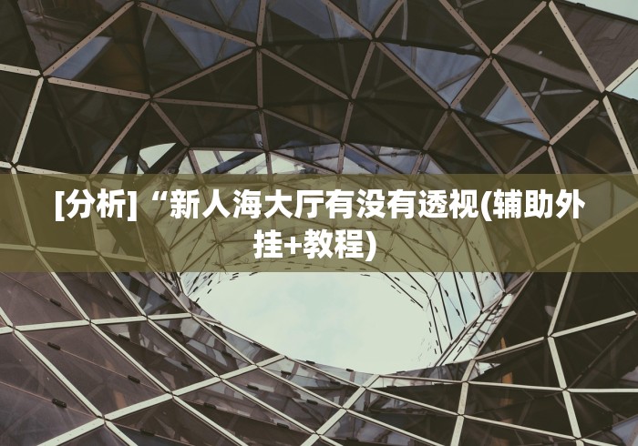 [分析]“新人海大厅有没有透视(辅助外挂+教程) 