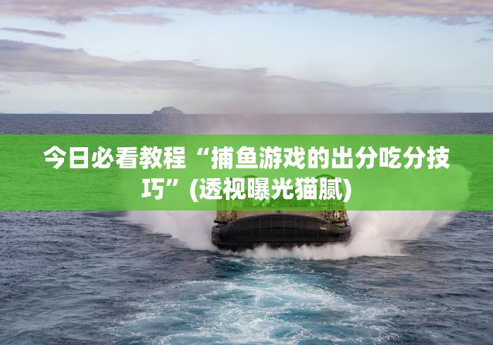 今日必看教程“捕鱼游戏的出分吃分技巧”(透视曝光猫腻)
