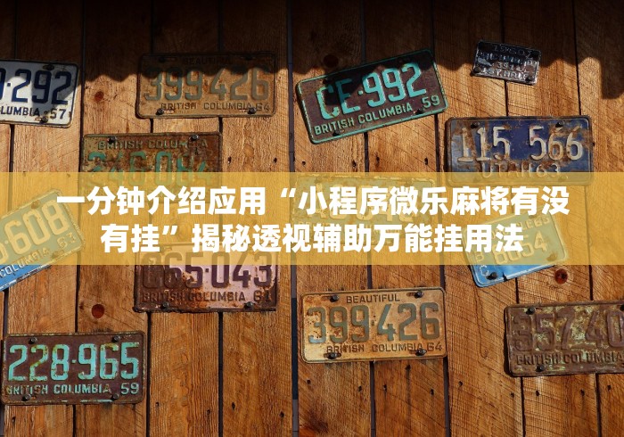 一分钟介绍应用“小程序微乐麻将有没有挂”揭秘透视辅助万能挂用法