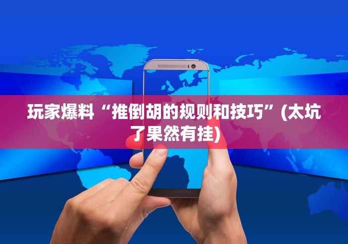 玩家爆料“推倒胡的规则和技巧”(太坑了果然有挂)