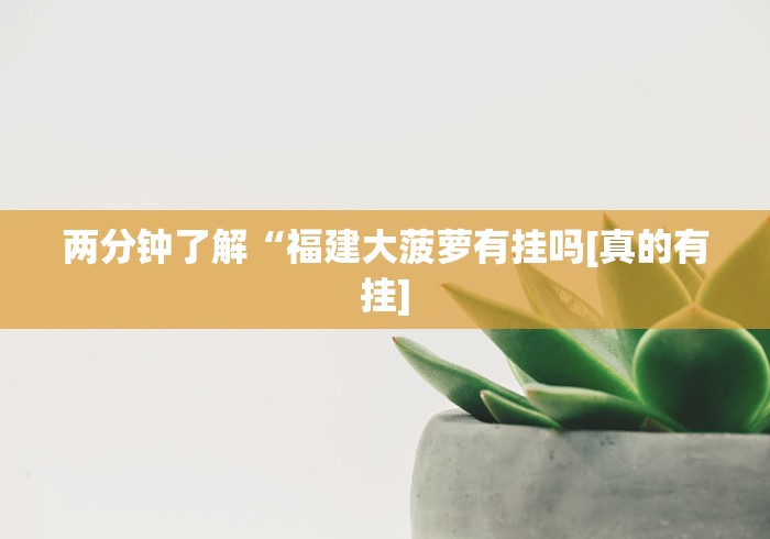 两分钟了解“福建大菠萝有挂吗[真的有挂]