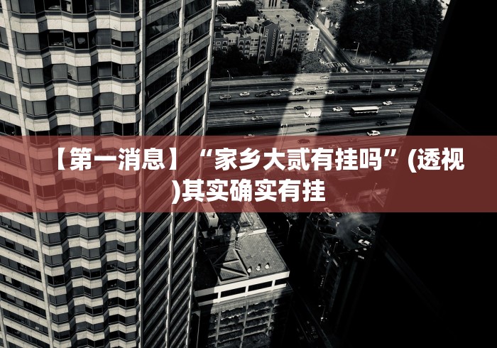 【第一消息】“家乡大贰有挂吗”(透视)其实确实有挂