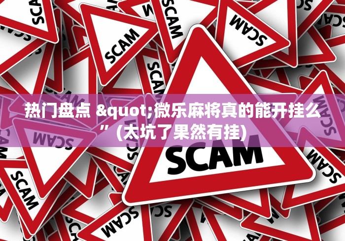 热门盘点 "微乐麻将真的能开挂么”(太坑了果然有挂)