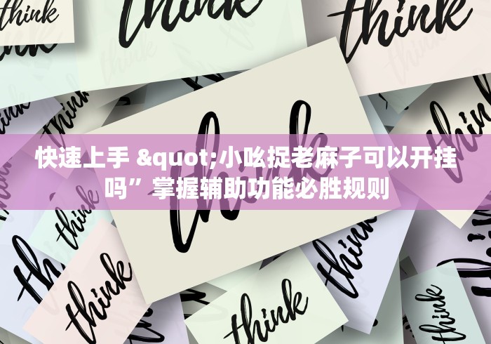 快速上手 "小吆捉老麻子可以开挂吗”掌握辅助功能必胜规则