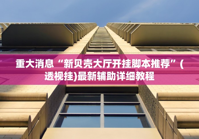 重大消息“新贝壳大厅开挂脚本推荐”(透视挂)最新辅助详细教程