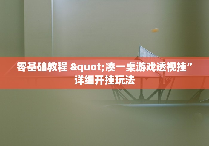 零基础教程 "凑一桌游戏透视挂”详细开挂玩法